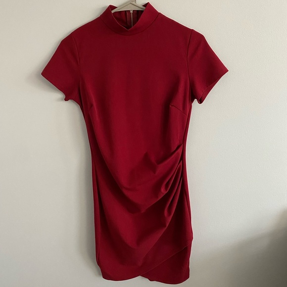 Red, mock neck, dress - Picture 1 of 3